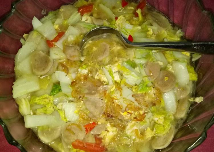 Resep: Cah sawi putih bakso telur Yang Sederhana