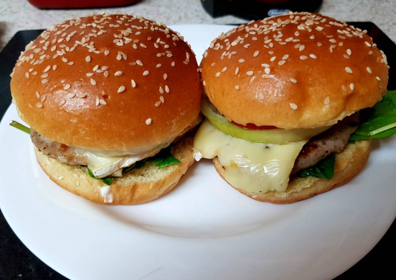 My Sausage Meat & Melted Brie on Brioche Bun. 😘