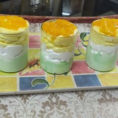 A picture of Colour full kesariya mango mousse.