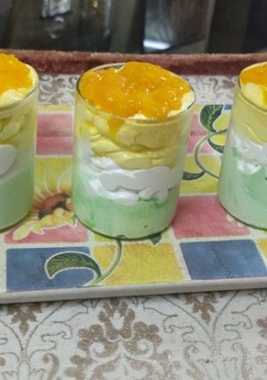 A picture of Colour full kesariya mango mousse.