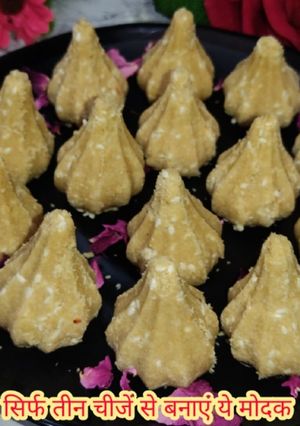 A picture of Only tree ingredient modak। Instant sweets।.