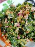 Tumis daun pepaya, teri combrang