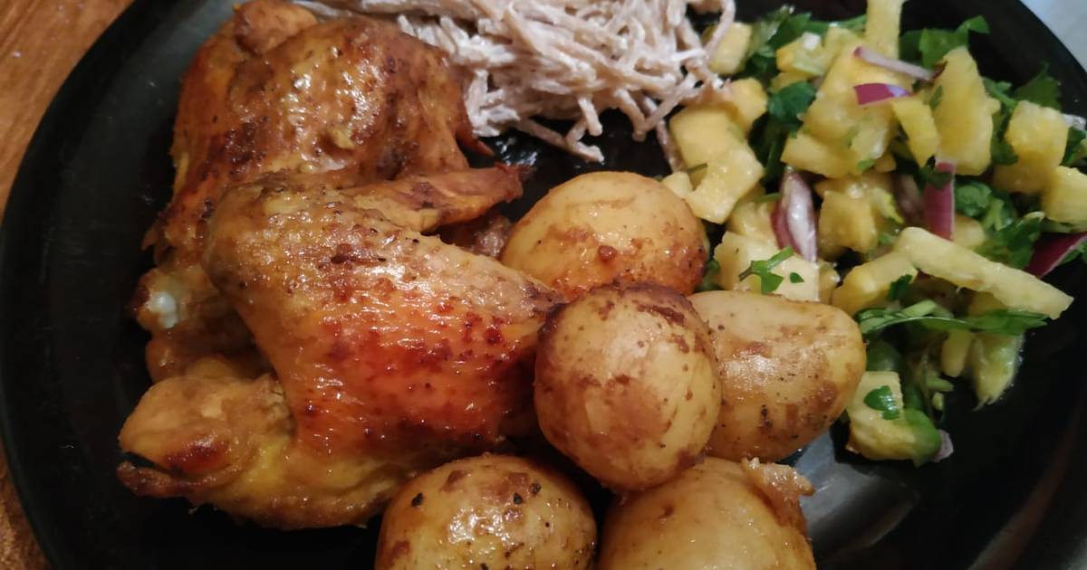 Alitas de Pollo con Papas a la Mostaza / Ensalada de Piña Picate Receta de  Emanuel Rubio- Cookpad