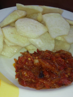 A picture of Fried Yam With Sauce.