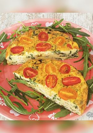Une photo de Omelette au four, épinards /jambon/comté