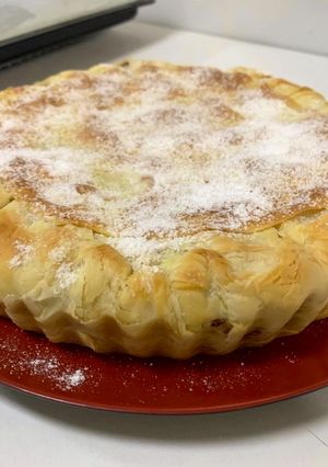 A picture of Phyllo chicken pie.