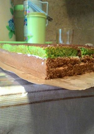 Foto resep Bolu bakar kacang cokelat pandan