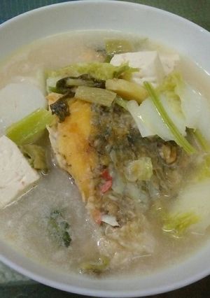 Foto resep Sup Ikan Gurame Sayur Asin kuah susu