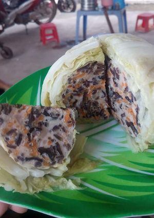 Hình của món Cải thảo bọc thịt hấp.