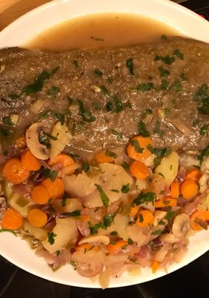 Una foto de Lenguados con verdura al horno
