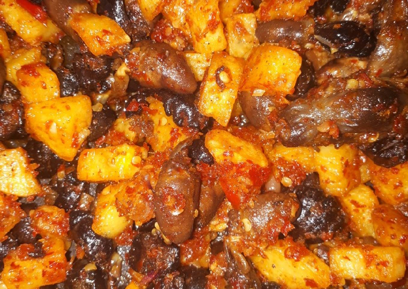 Kentang balado jantung ayam bumbu simple