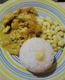 Pollo al curry con piña y coco