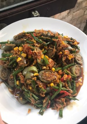 Foto resep Tumis kacang jagung terong pipit udang papay 🤤