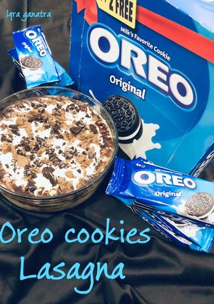 A picture of Oreo cookies lasagne.
