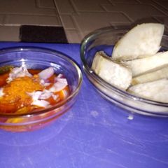 A picture of Potato with pepper onion oil sauce.