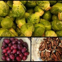A picture of Brussels Sprouts with Pecans and Cranberries.