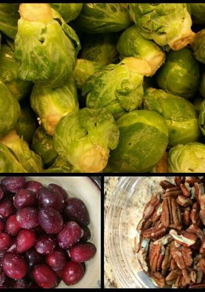 A picture of Brussels Sprouts with Pecans and Cranberries.