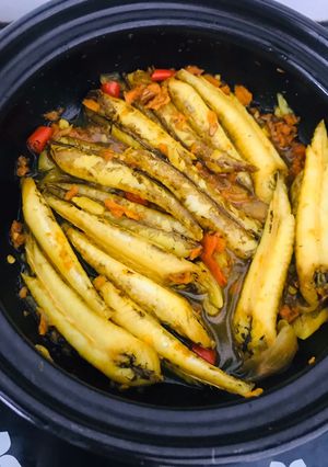 Hình của món Cá chai kho nghệ.
