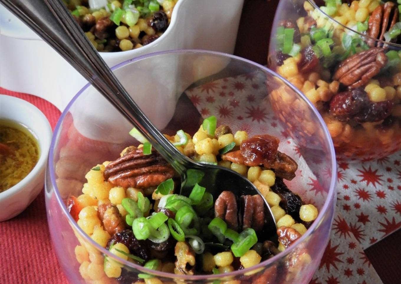 Cranberries couscous ou salade de couscous aux cranberries et noix de pécan