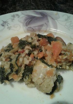 Una foto de Pescado con espinaca a la cacerola