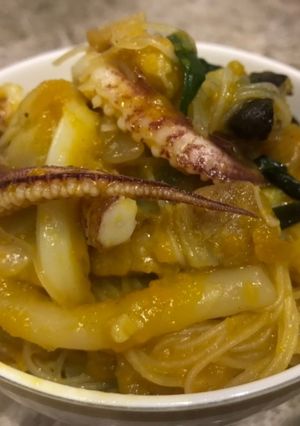 澎湖海鮮金瓜米粉 的食譜成品照片