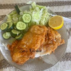 A picture of Basa Fish Cakes with long Island sauce.