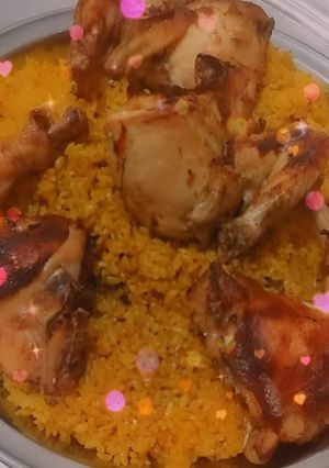 صورة لوصفة رز اصفر وفراخ 💞💞