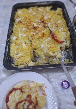 صورة لوصفة مكرونة مزيونة بالبشاميل