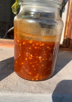 A picture of Homemade sweet chilli sauce.