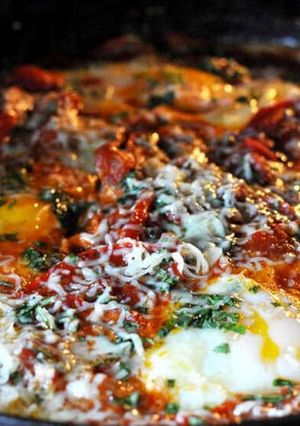 A picture of Huevos Rancheros.