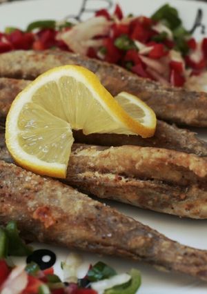 Foto principal de Bacaladilla rebozada🐟 y ensalada de pimientos🎇
