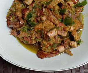 Resep Baru Cumi asin terong tempe lado ijau/cabe hijau Enak Bergizi