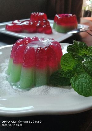Foto resep Puding pandan jelly stroberi 🍓🍓
