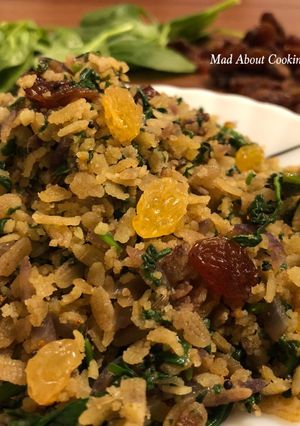 A picture of Spinach Red Poha – Iron Rich Breakfast Recipe.