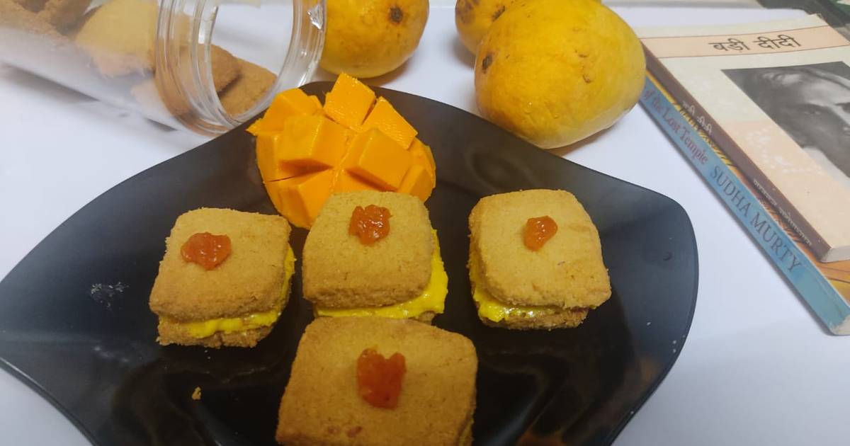Instant Mango cream biscuit Recipe by Mitali Jain Cookpad