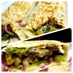 A picture of Beef kebab saus tartar.