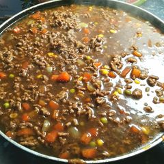 A picture of Beef and Onion in Gravy.