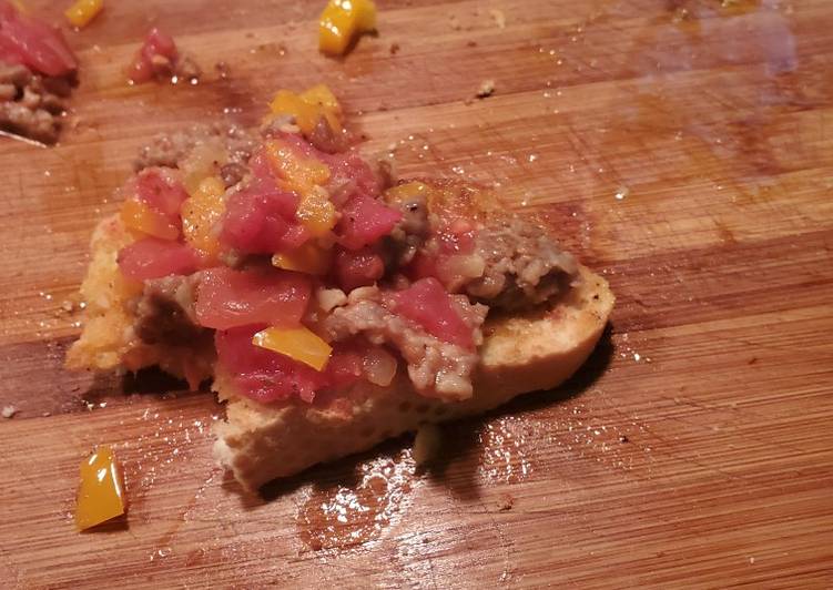 Recipe of Speedy Sausage scramble on Italian bread