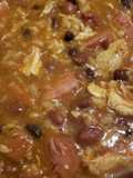 Rice and beans with smoked sausage and shredded chicken