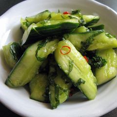 A picture of Salted Cucumber & Shiso Salad.