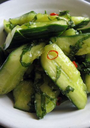 A picture of Salted Cucumber & Shiso Salad.