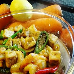 A picture of Chinese Style Tofu & Shrimp With Fermented Bean Paste.