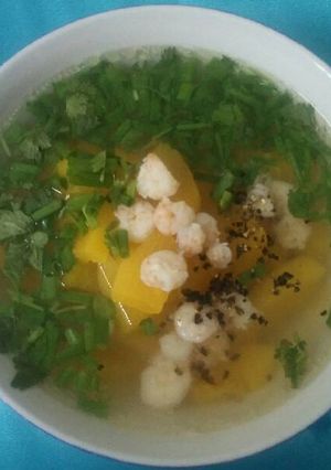 Hình của món Tôm nấu canh đu đủ.