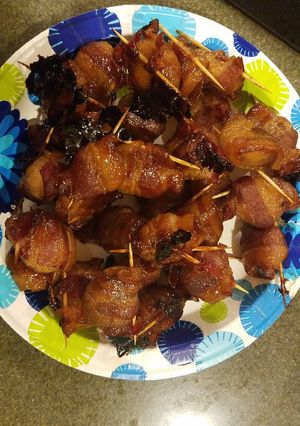 A picture of Bacon wrapped Water Chestnuts.