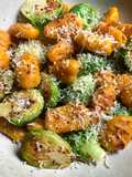 Pan-fried Garlic Butter Brussels Sprouts & Gnocchi