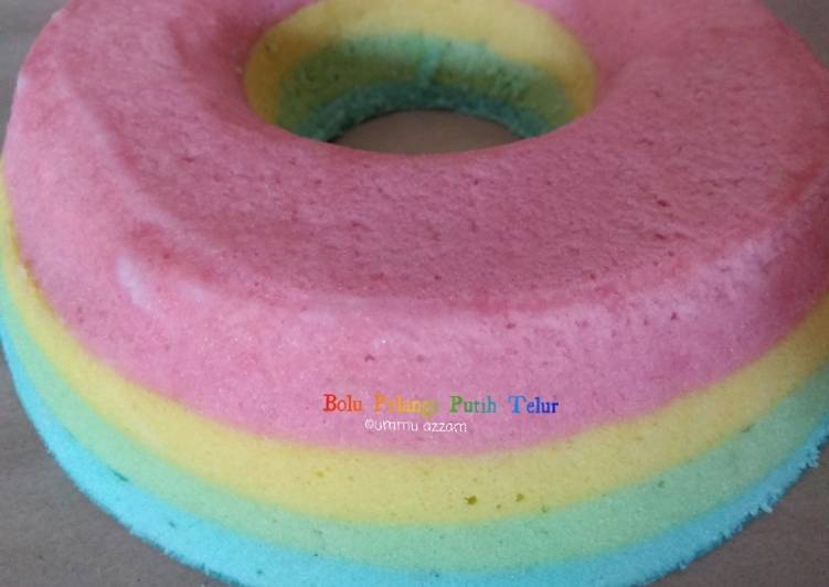 Cara mengolah Bolu Pelangi Putih Telur 🌈 Anti Gagal