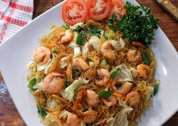 Cara mudah meracik Bihun goreng udang Lezat