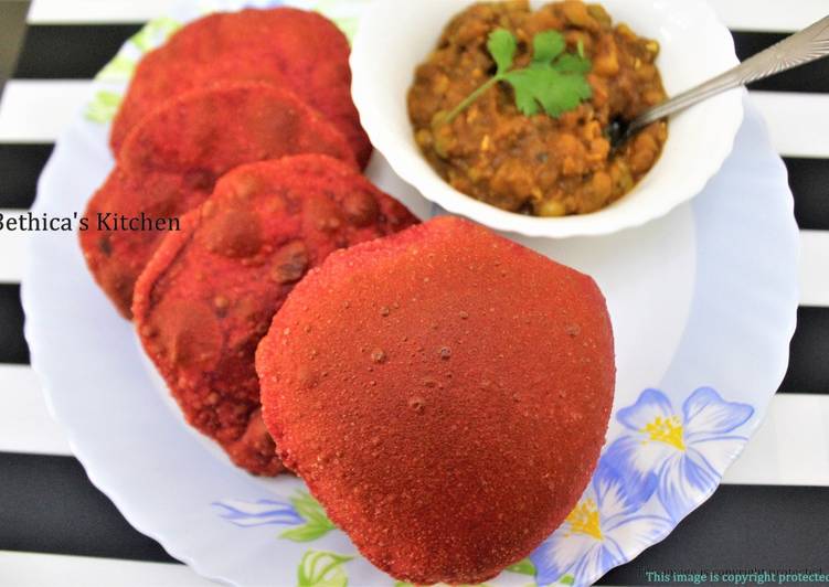 Recipe of Any-night-of-the-week Stuffed Beetroot Paneer Poori