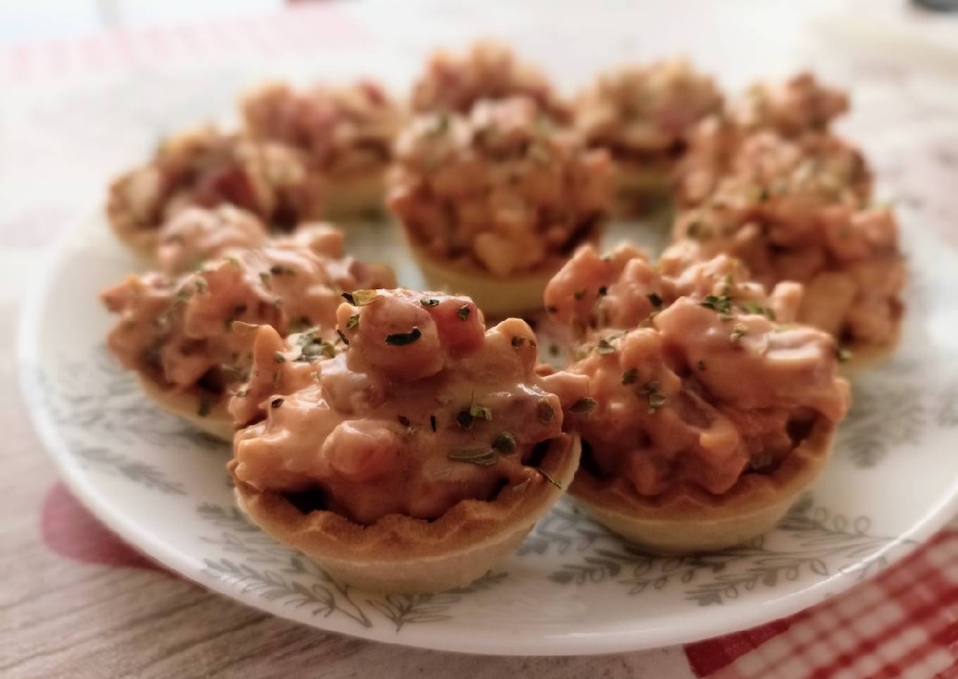Tartaletas de pollo y bacon