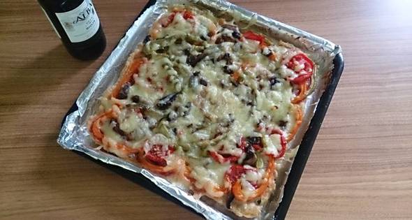 Como hacer Pizza-Costra De Carne Molida De Pollo Con Vegetales (Horno  Eléctrico) | Cocinar en casa
